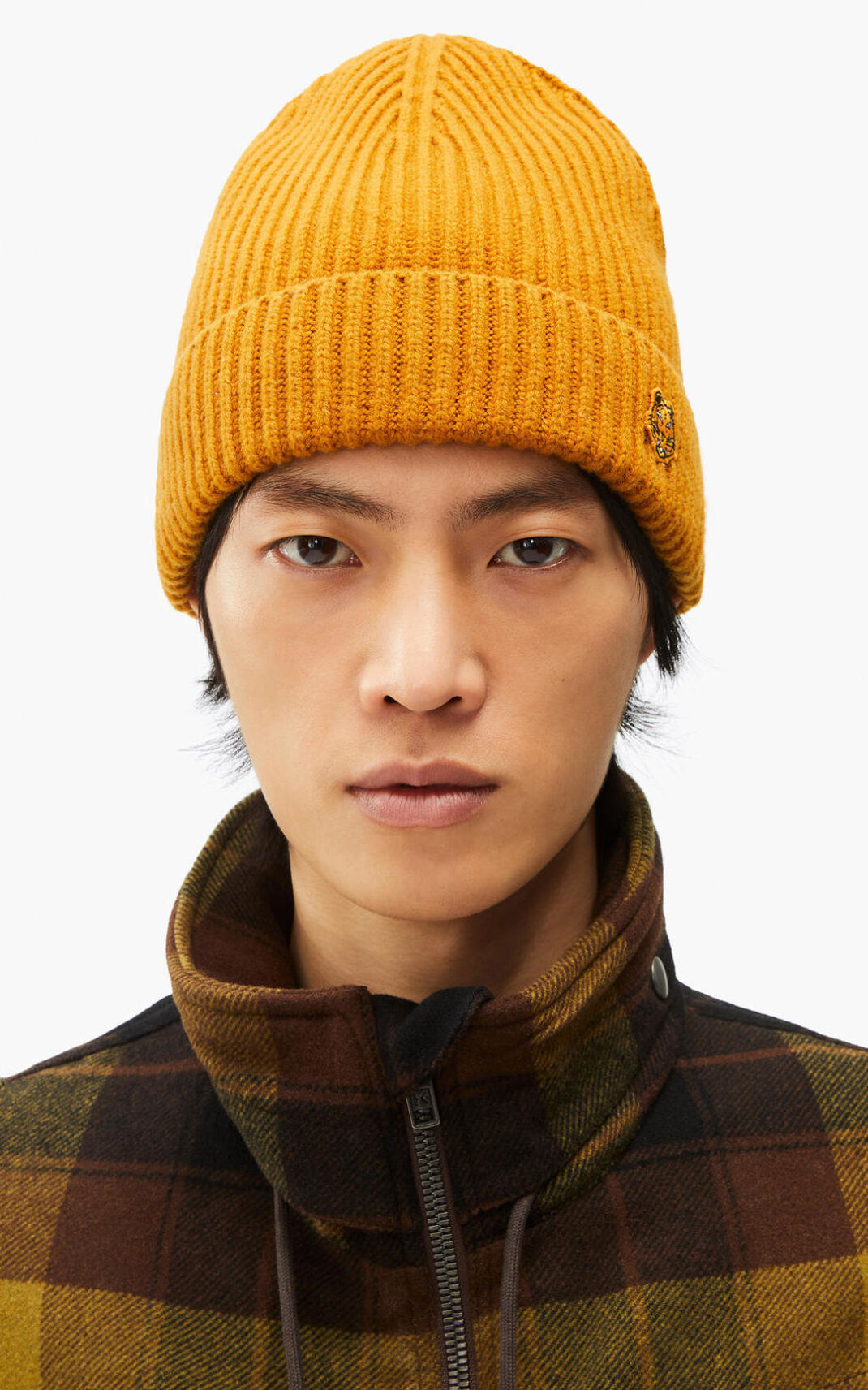 Kenzo Tiger Crest wool Gorro Hombre Marrones | 5178694-KX